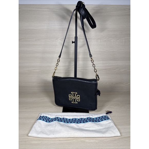 Tory Burch Black crossbodyBag Gold Hardware Logo Dust Bag